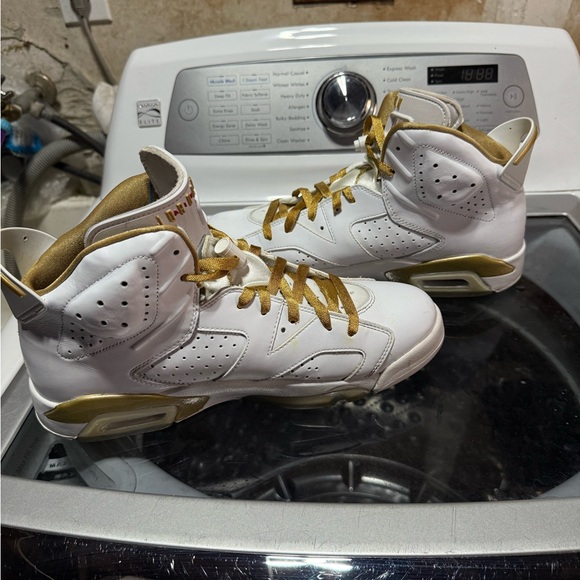 Nike Air Jordan Sneakers in Black and White with Gold Accents main image 2